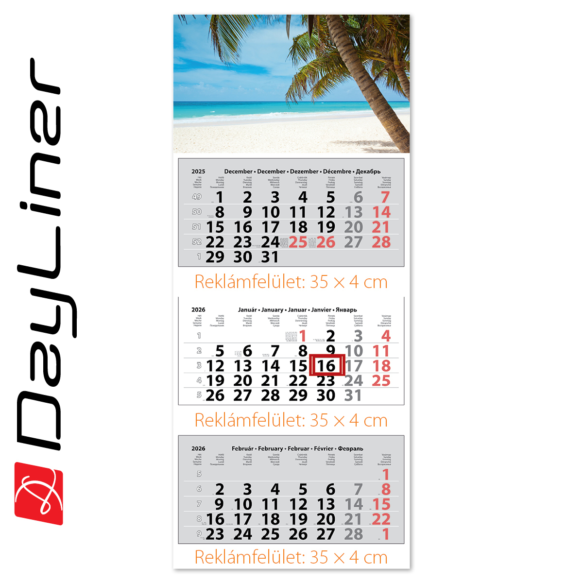 Maxi Classic, 3 tömbös 3 hónapos speditőr naptár - Tengerpart fejrésszel Maxi Classic, 3 tömbös 3 hónapos speditőr naptár - Tengerpart fejrésszel