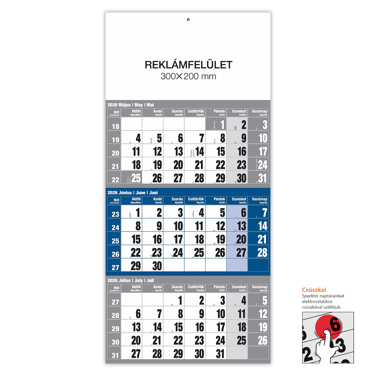 12 lapos Kék speditőr naptár - Üres, nyomtatható fejrésszel 12 lapos Kék speditőr naptár - Üres, nyomtatható fejrésszel