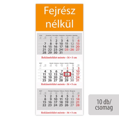 Maxi Classic, 3 tömbös 3 hónapos speditőr naptár - Fejrész nélkül, 10db/csomag