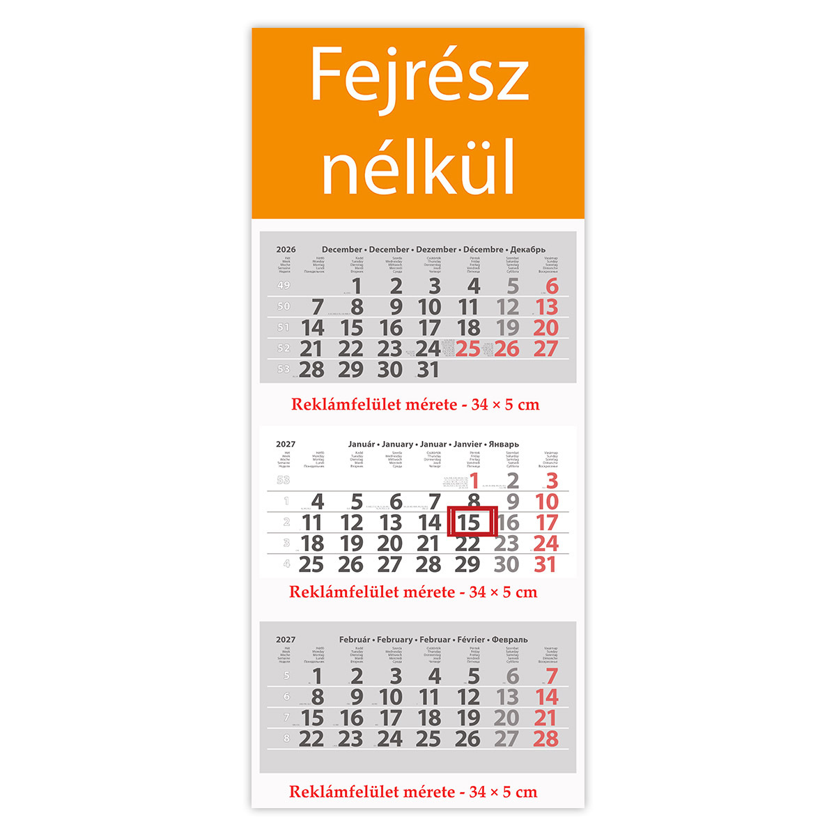Maxi Classic, 3 tömbös 3 hónapos speditőr naptár - Fejrész nélkül Maxi Classic, 3 tömbös 3 hónapos speditőr naptár - Fejrész nélkül