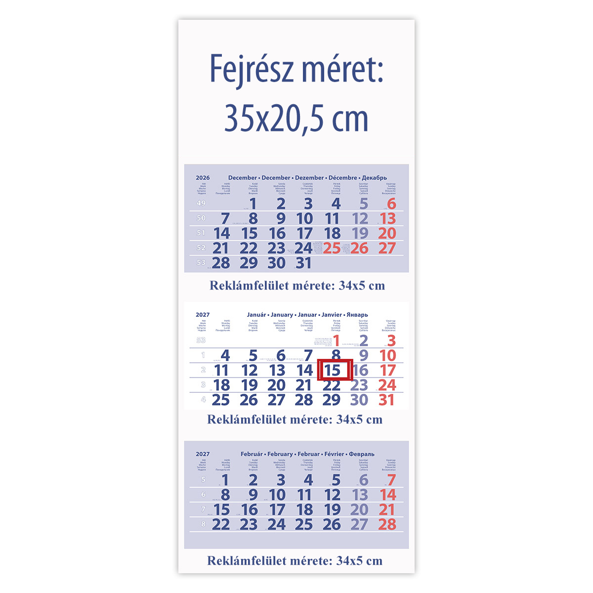 Maxi Club, 3 tömbös 3 hónapos speditőr naptár - Üres, nyomtatható fejrésszel Maxi Club, 3 tömbös 3 hónapos speditőr naptár - Üres, nyomtatható fejrésszel