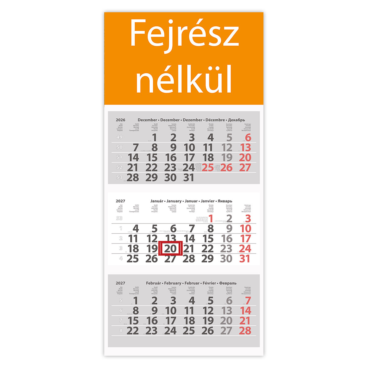 Medium Classic, 3 tömbös 3 hónapos speditőr naptár - Fejrész nélkül Medium Classic, 3 tömbös 3 hónapos speditőr naptár - Fejrész nélkül