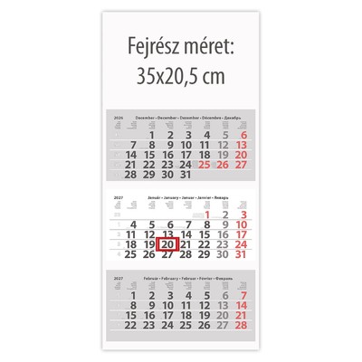 Medium Classic, 3 tömbös 3 hónapos speditőr naptár - Üres, nyomtatható fejrésszel