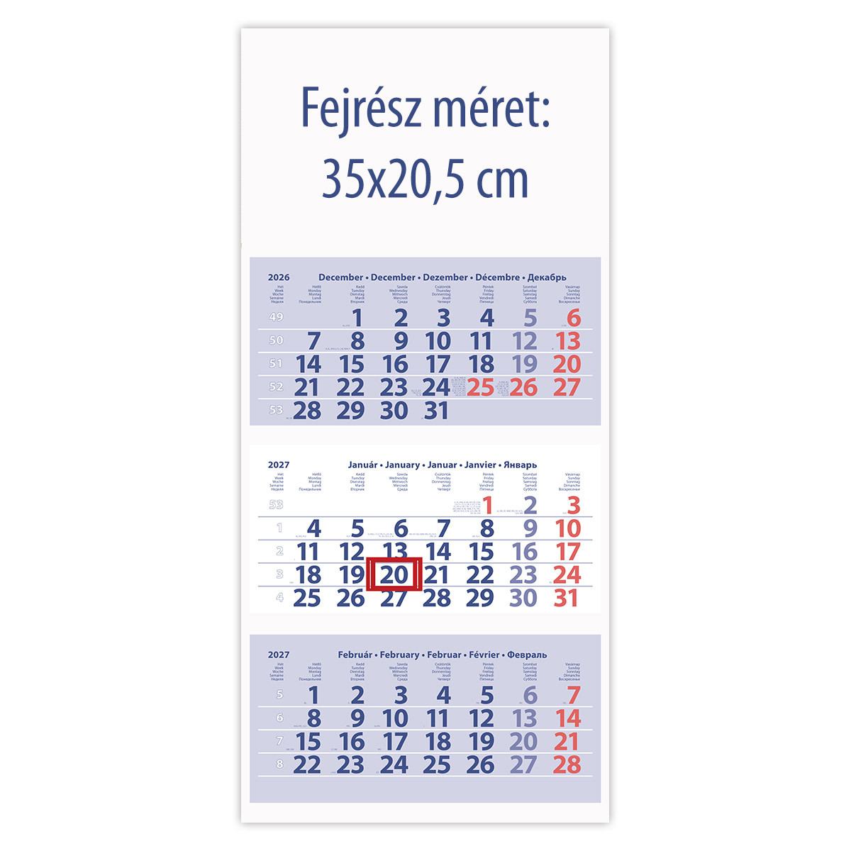 Medium Club, 3 tömbös 3 hónapos speditőr naptár - Üres, nyomtatható fejrésszel Medium Club, 3 tömbös 3 hónapos speditőr naptár - Üres, nyomtatható fejrésszel