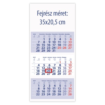 Medium Club, 3 tömbös 3 hónapos speditőr naptár - Üres, nyomtatható fejrésszel