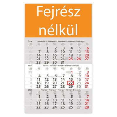 Primus Classic, 12 lapos speditőr naptár - Fejrész nélkül
