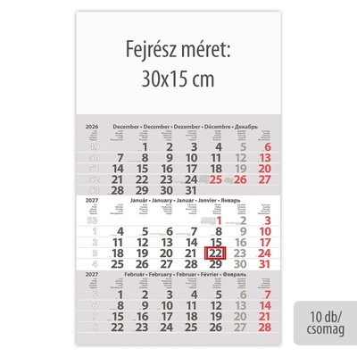 Primus Classic, 12 lapos speditőr naptár - Üres, nyomtatható fejrésszel, 10db/csomag
