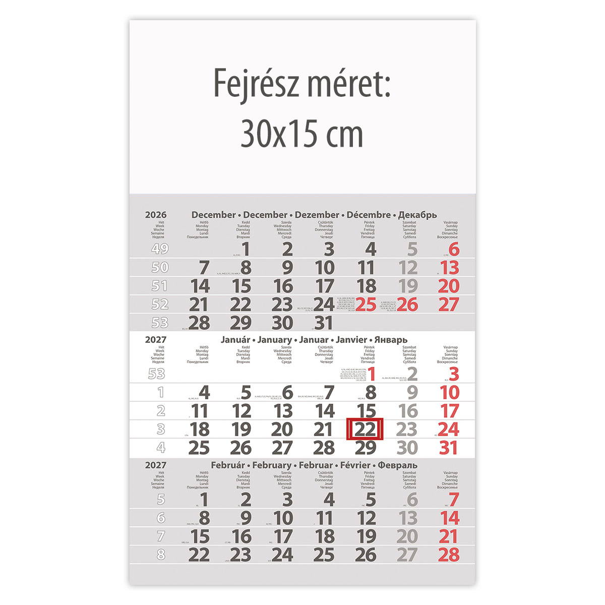 Primus Classic, 12 lapos speditőr naptár - Üres, nyomtatható fejrésszel Primus Classic, 12 lapos speditőr naptár - Üres, nyomtatható fejrésszel