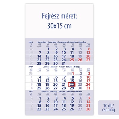 Primus Club, 12 lapos speditőr naptár - Üres, nyomtatható fejrésszel, 10db/csomag