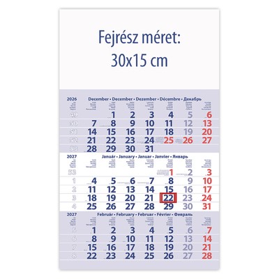 Primus Club, 12 lapos speditőr naptár - Üres, nyomtatható fejrésszel