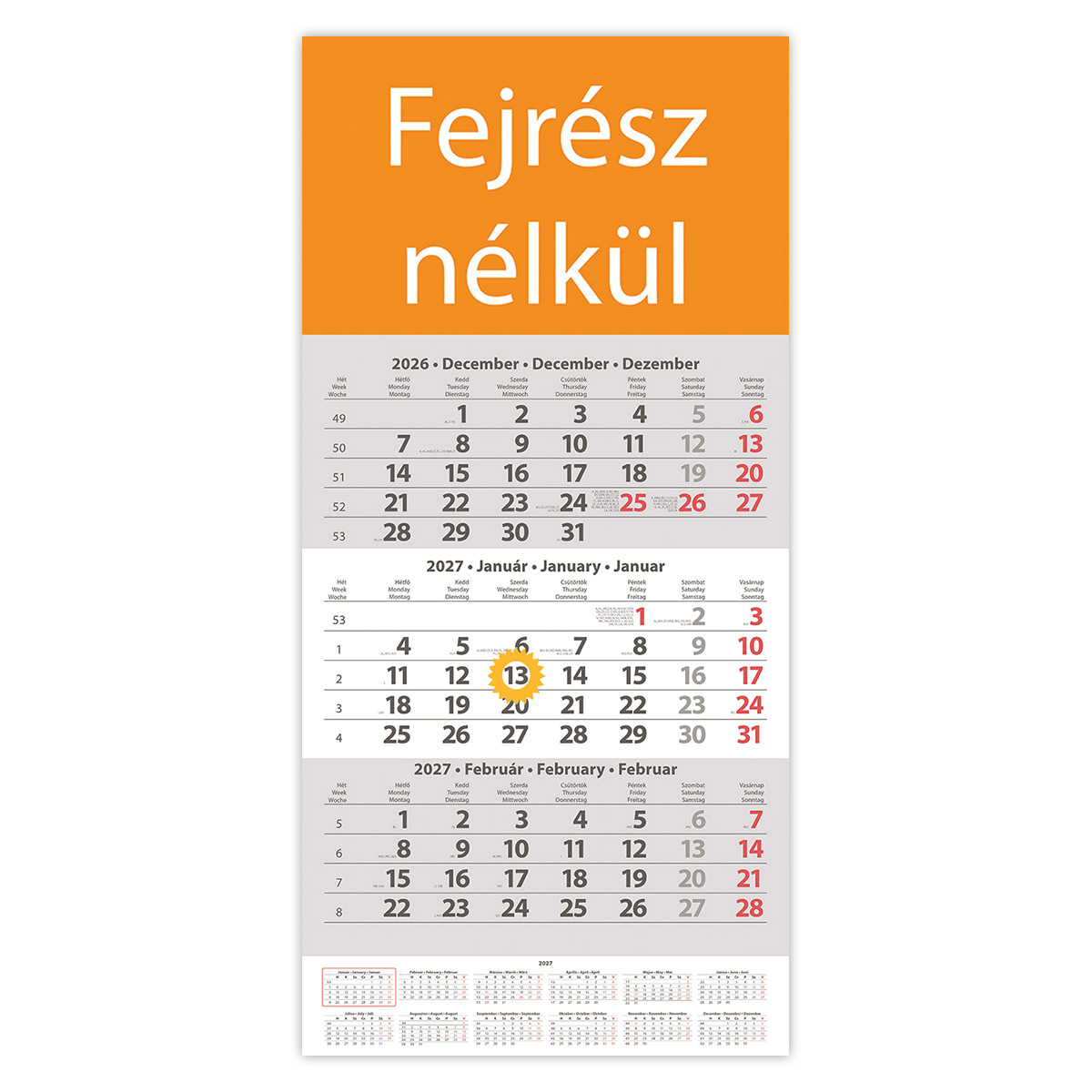 SP1, 12 lapos speditőr naptár - Fejrész nélkül SP1, 12 lapos speditőr naptár - Fejrész nélkül