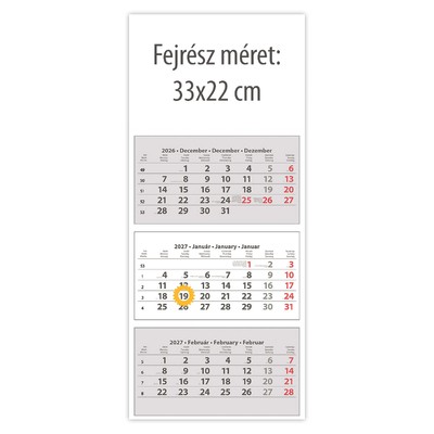 SP30, 3 tömbös 3 hónapos speditőr naptár TRN - Üres, nyomtatható fejrésszel