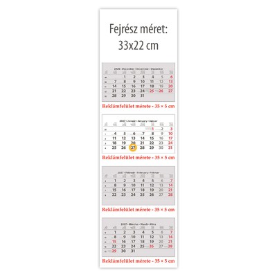 SP4, 4 tömbös 4 hónapos speditőr naptár - Üres, nyomtatható fejrésszel