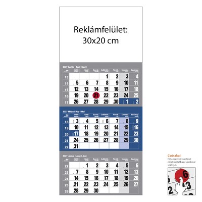 12 lapos Kék speditőr naptár - Üres, nyomtatható fejrésszel