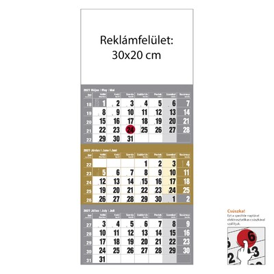 12 lapos Sárga speditőr naptár - Üres, nyomtatható fejrésszel