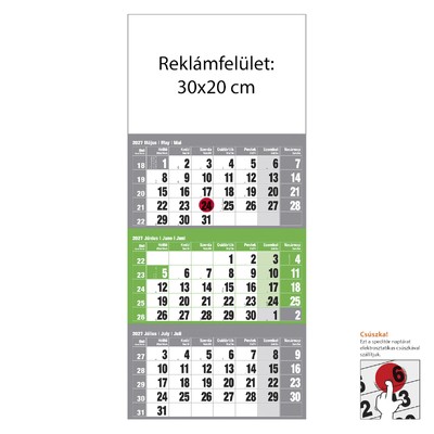 12 lapos Zöld speditőr naptár - Üres, nyomtatható fejrésszel